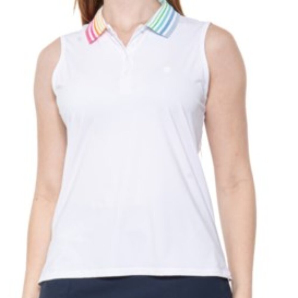 G/FORE Pleated Collar Silky Tech Nylon Sleeveless Polo Shirt Size XL NWT